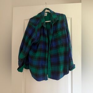 American Eagle Outfitters Teal and Navy Flannel Shirt
